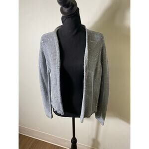 NWT Eileen Fisher Gray Open-Front Cardigan With Sequins, Small.